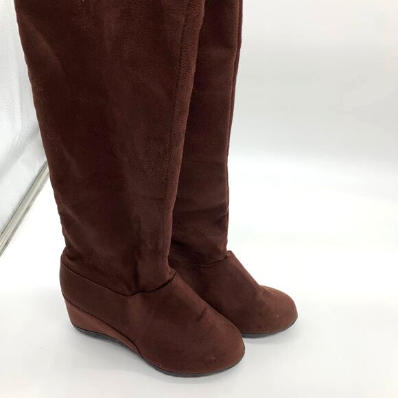 Women's Brown Boots Size 6.5 Over The Knee Wedge Boot - Picture 1 of 10